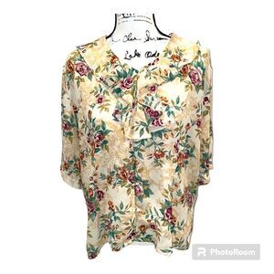 Vintage floral boho granny ruffle shirt sleeve blouse 💐 golden girls cottagecore